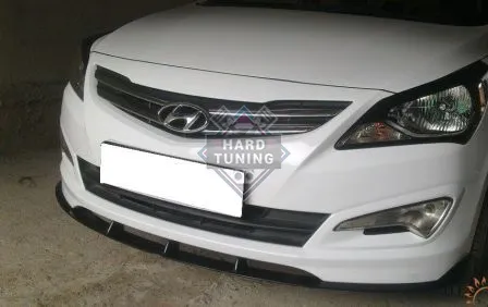 Сплиттер переднего бампера Hyundai Solaris 1 (2014-2017) АБС пластик