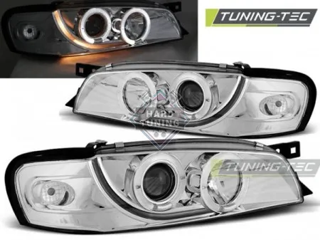 Передние фары Subaru Impreza (1993-2000) Angel Eyes хром