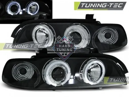 Передние фары BMW E39 (1995-2003) HEADLIGHTS ANGEL EYES fits черные