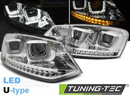 Передние фары Volkswagen Polo 5 (2009-2014) U-LED Light хром