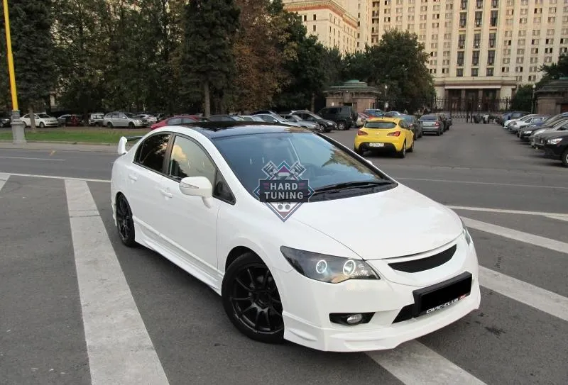 Накладка на передний бампер MUGEN Honda Civic 8 4D стеклопластик рестайлинг