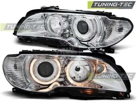 Передние фары BMW E46 (2003-2006) COUPE CABRIO HEADLIGHTS ANGEL EYES fits хром