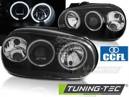 Передние фары Volkswagen Golf 4 (1997-2003) Angel Eyes CCFL черные