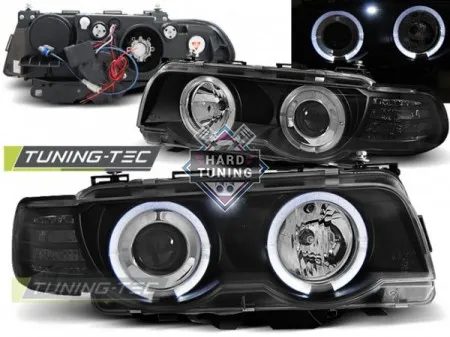 Передние фары BMW E38 (1998-2001) XENON HEADLIGHTS ANGEL EYES fits черные