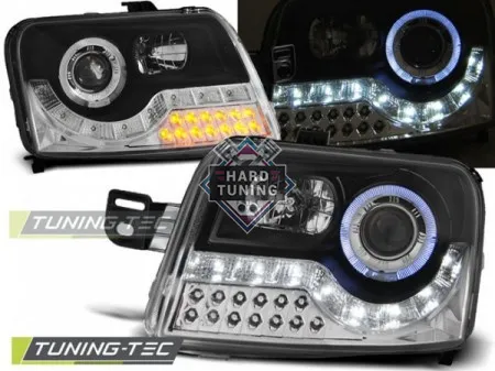 Передние фары Fiat Panda 2 (2003-2012) Daylight черные