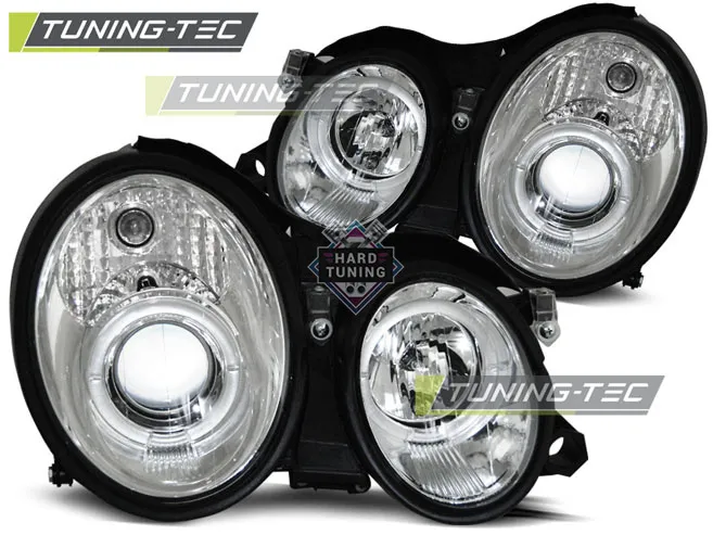 Передние фары Mercedes W208 CLK-Class (1997-2002) Angel Eyes Хром
