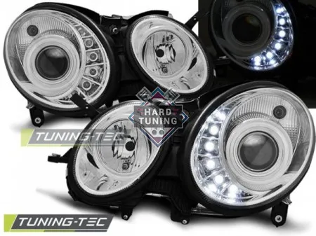 Передние фары Mercedes W211 (2002-2006) хром