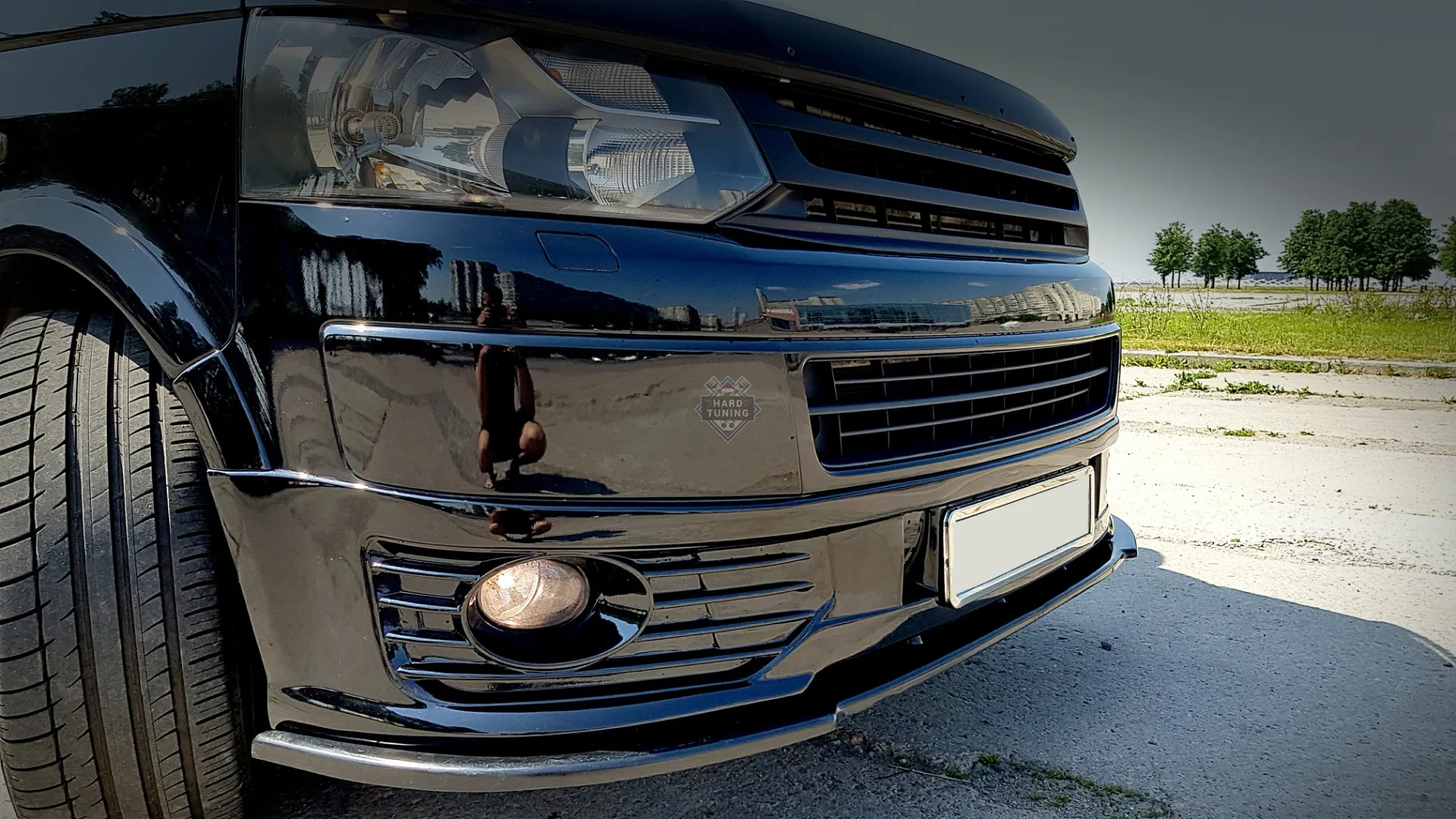 Сплиттер спойлер переднего Rieger бампера Volkswagen T5