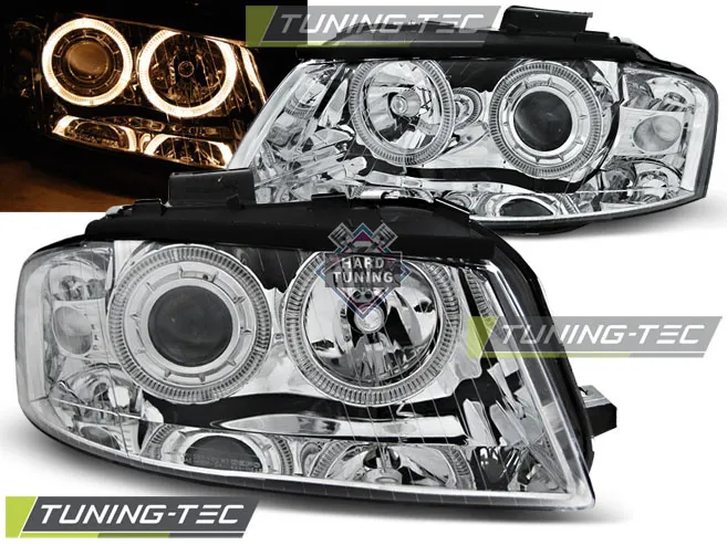 Передние фары Audi A3 8P 2003-2008 ANGEL EYES хром