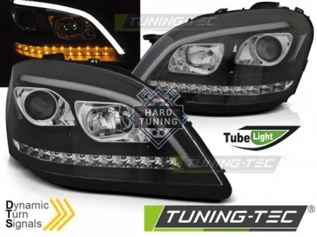 Передние фары Mercedes W164 ML M-Class (2005-2007) Tube Light SEQ черные