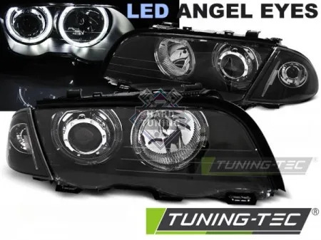 Передние фары BMW E46 (1999-2001) S/T HEADLIGHTS ANGEL EYES LED fits черные