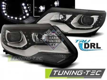 Передние фары Volkswagen Tiguan 1 (2011-2015) True DRL черные