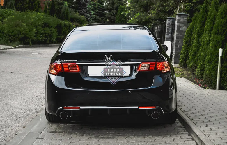 Диффузор заднего бампера с круглыми килями (под катафоты) Honda Accord 8 (2008-2013) ABS пластик
