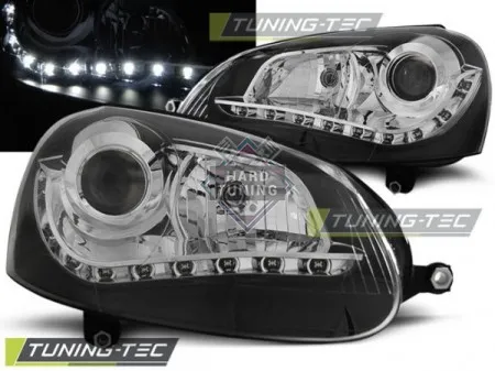Передние фары Volkswagen Golf 5 (2003-2009) Daylight черные