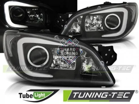 Передние фары Subaru Impreza 2 GD (2006-2007) Tube Light черные