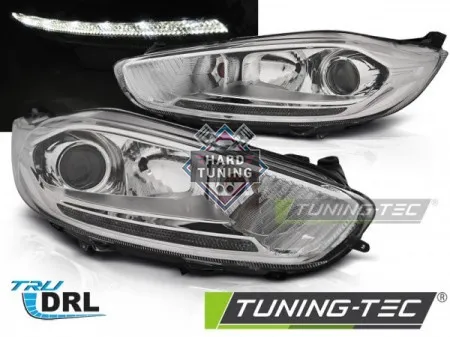 Передние фары Ford Fiesta MK6 (2013-2016) LED DRL хром