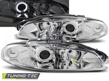 Передние фары Mitsubishi Eclipse 2 (1997-1999) Angel Eyes хром