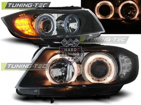 Передние фары BMW E90/E91 (2005-2008) HEADLIGHTS ANGEL EYES LED INDICATOR fits черные