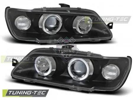 Передние фары Peugeot 306 (1993-1997) Angel Eyes черные
