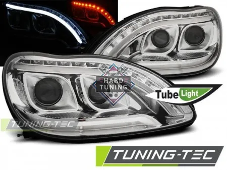Передние фары Mercedes W220 S-Class (1998-2005) Headlights Tube Light хром