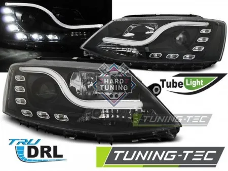 Передние фары Volkswagen Jetta 6 (2011-2018) Tube Light DRL черные