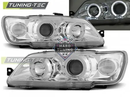 Передние фары Peugeot 306 (1993-1997) Angel Eyes хром