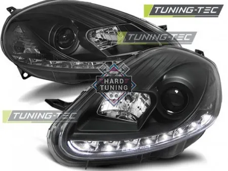 Передние фары Fiat Grande Punto 3 (2005-2008) Daylight черные