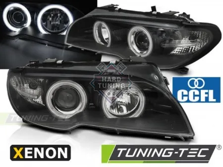 Передние фары BMW E46 (2003-2006) COUPE CABRIO XENON HEADLIGHTS ANGEL EYES CCFL fits черные